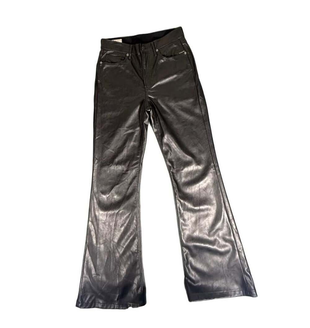 Gap 70s Flare High Rise Faux Leather Pants Black Size 28 6R